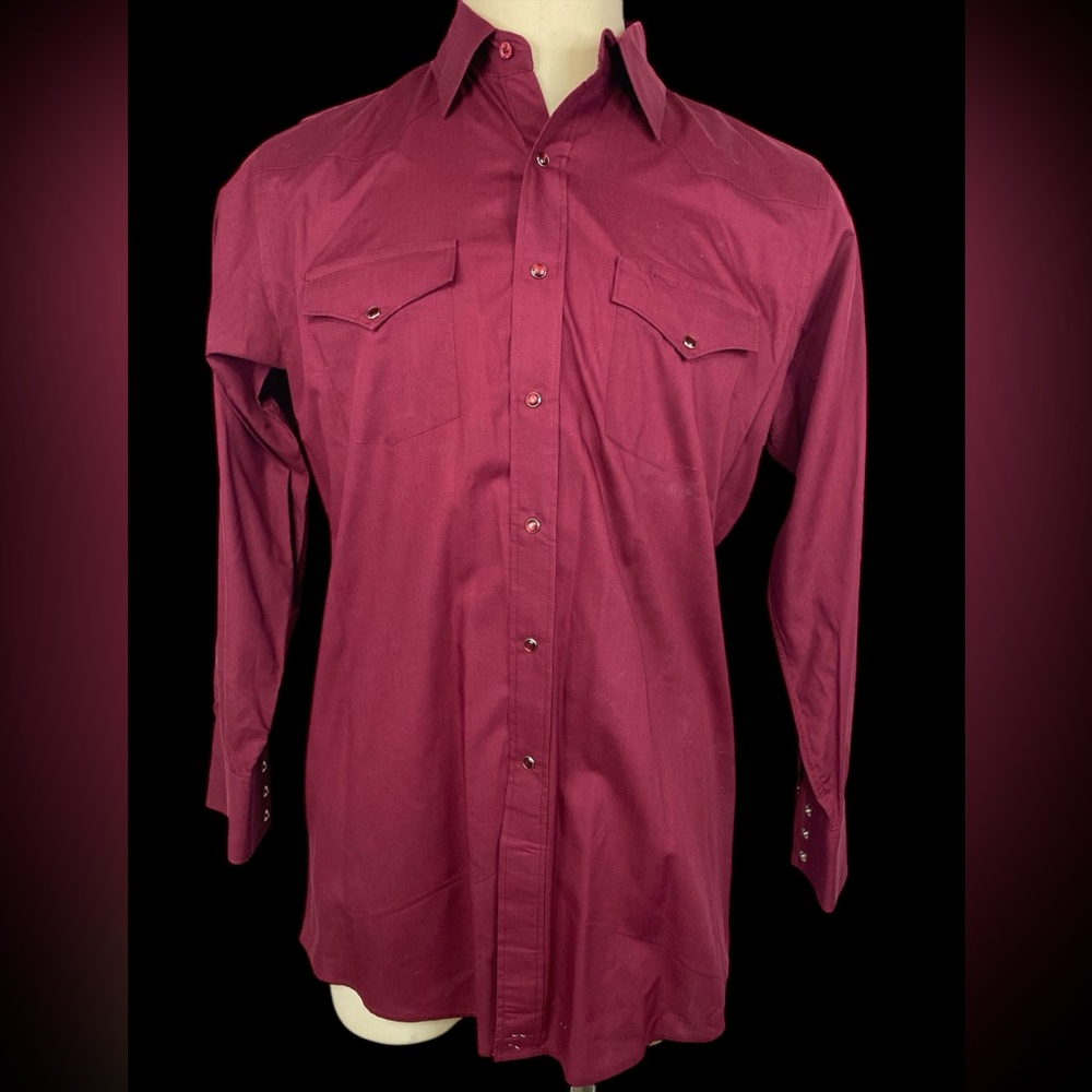 White Horse Long Sleeve Western Shirt with Snaps Men’s Large